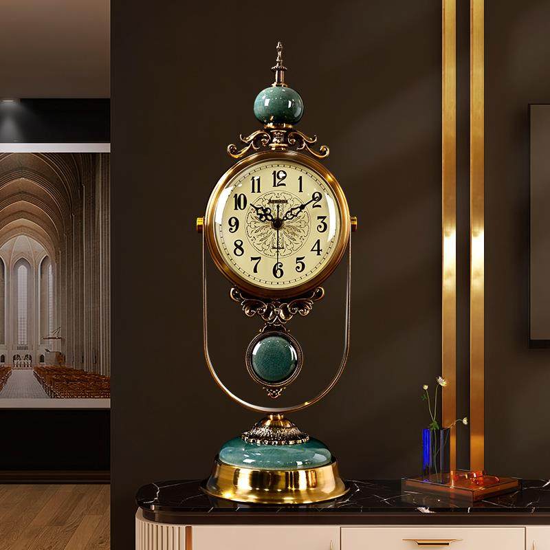 欧式复古座钟客厅时钟2025新款美式摆放台式钟表桌面摆钟老式台钟