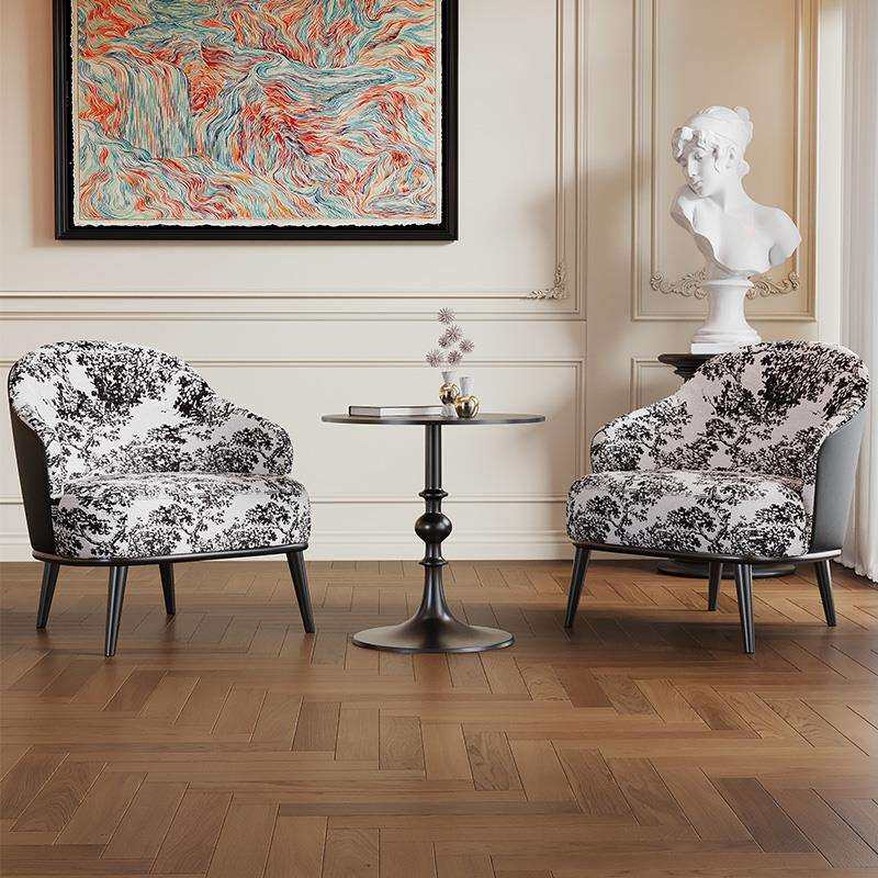 中古风客厅休闲椅子设计师法式复古酒店民宿单人接待沙发洽谈桌椅