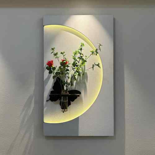 ?艺居装格饰画奶油入户玄关正对门挂画水绿植创意培风灯Fh(x}d$p