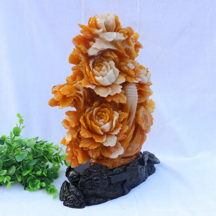 高档石仿玉石 客厅 天件然玉人生如意雕摆刻仿黄蜡石家居