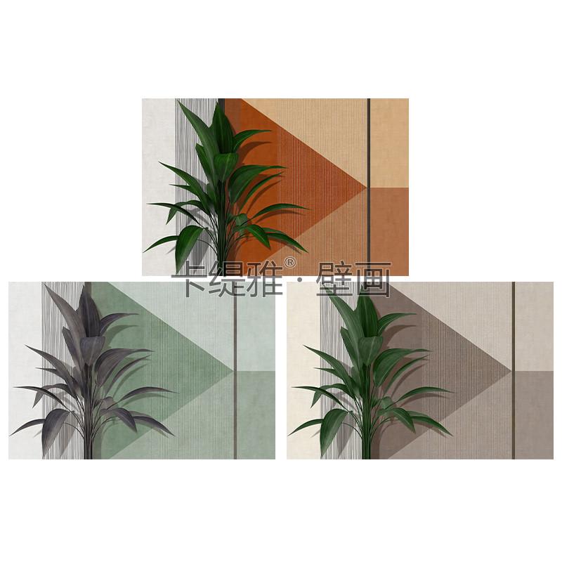 东南亚植物高级感电视背景墙纸客厅沙发卧室床头壁画酒店民宿壁布