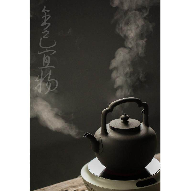 紫砂陶泥纯手工紫泥电陶炉烧水明火煮茶壶提梁茶壶可养吴经耐高温