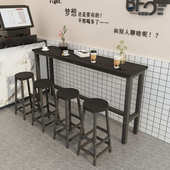 奶茶店吧台桌咖啡厅餐厅靠墙高脚桌酒吧铁艺吧台桌椅家用客厅桌子