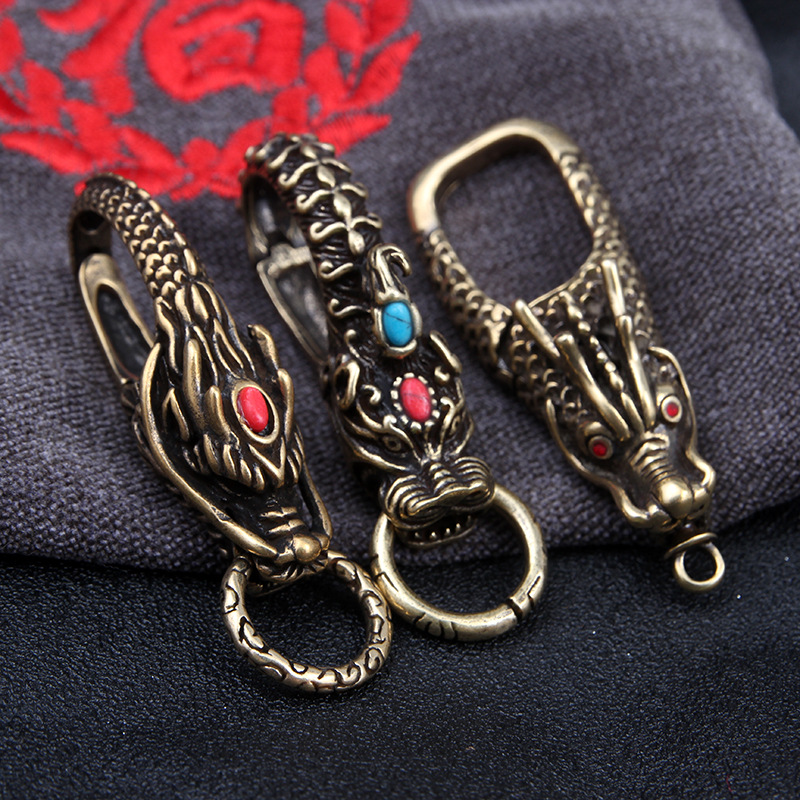 汽车龙头腰扣礼品国潮钥匙黄铜潮风扣国挂件金属男士扣复古貔貅
