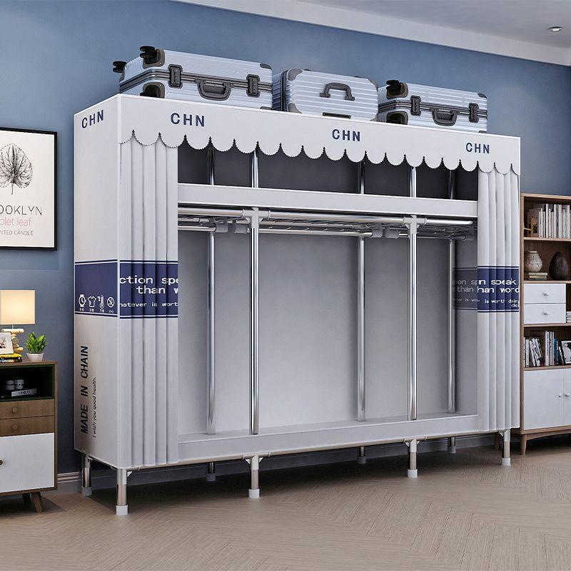 管简易衣柜SSO出租房钢架收纳加厚组家用耐用钢装固卧室加粗加衣