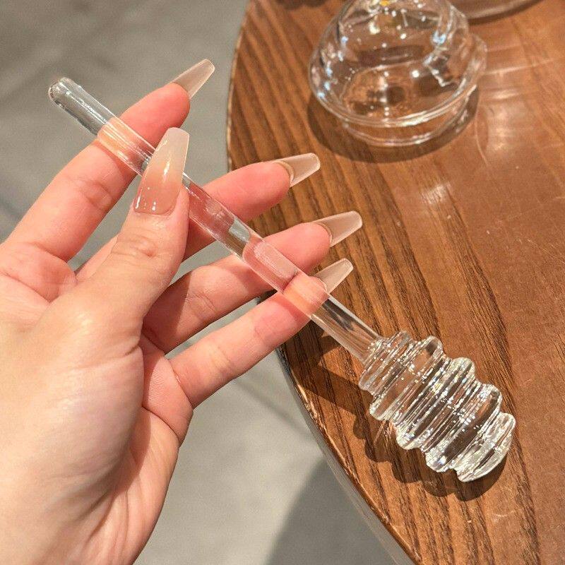 舀蜂蜜专用勺子美食工具蜂蜜搅拌棒创意可爱玻璃长柄咖啡果酱搅拌
