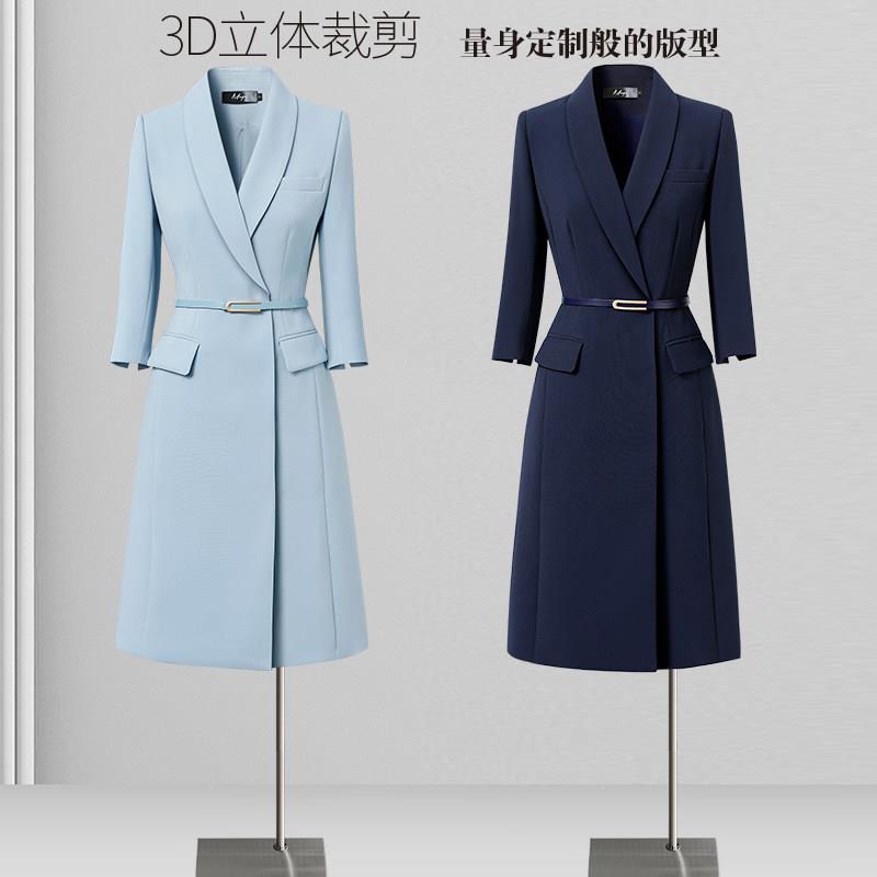 职业连衣裙女春夏时尚气质通勤导购前台工装高端医美美容师工作服