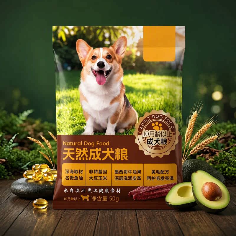天然成犬深海鱼油牛油果全价粮