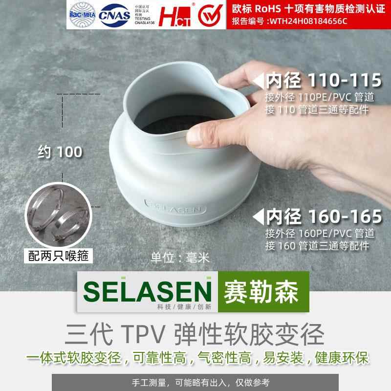 6寸管道风机变径大小头4寸TPV弹性体软接头油烟机软连接PVC环保
