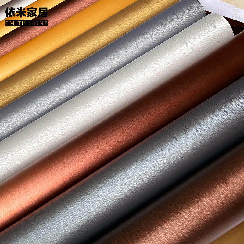 加厚仿金属喷砂墙纸壁纸自粘磨砂防水防潮背景墙翻新贴纸墙贴
