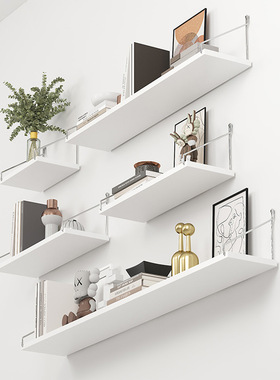 墙上置物架免打孔墙壁悬挂墙面厨房客厅卧室宿舍一字搁板书架收纳