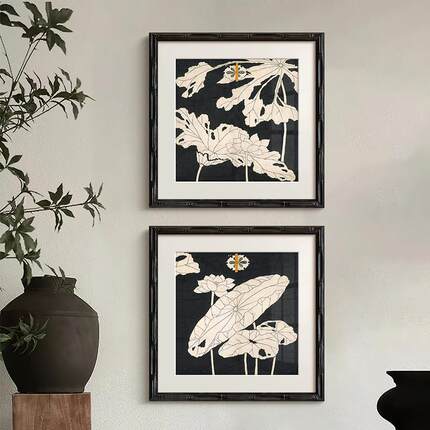 《荷韵风裳》法式中国风客厅背景墙装饰画玄关书房壁画新中式挂画