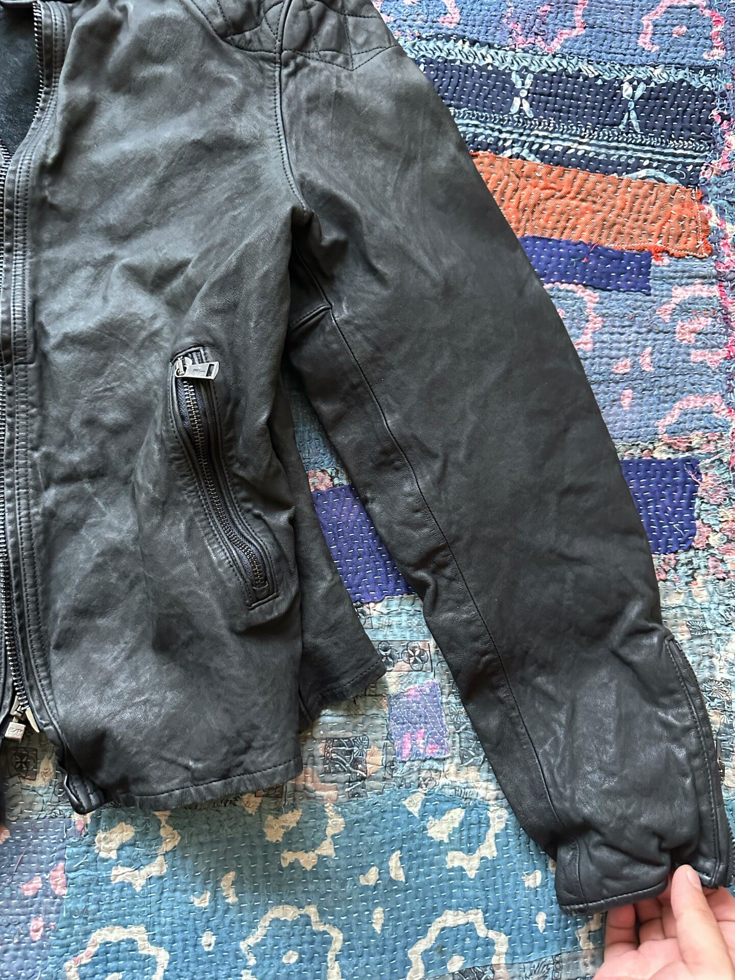 Ralph Lauren Black Label Distressed Leather Moto Jacket — label