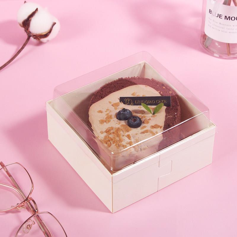 蛋糕盒甜品盒子豆乳烘焙泡芙蟹小方网红包装盒四寸肉松小贝正方形