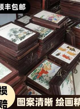 特价清仓处理一批实木民国时期景德镇瓷板画老式画怀旧墙壁装饰品