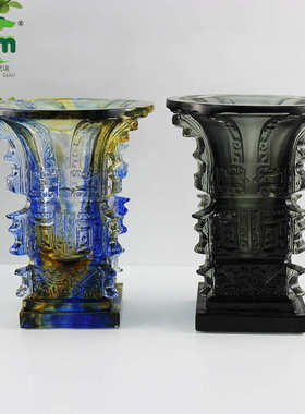 摆件古法装饰品办公室鼎桌面蒸蒸日上工艺品琉璃开业公司礼品鼎