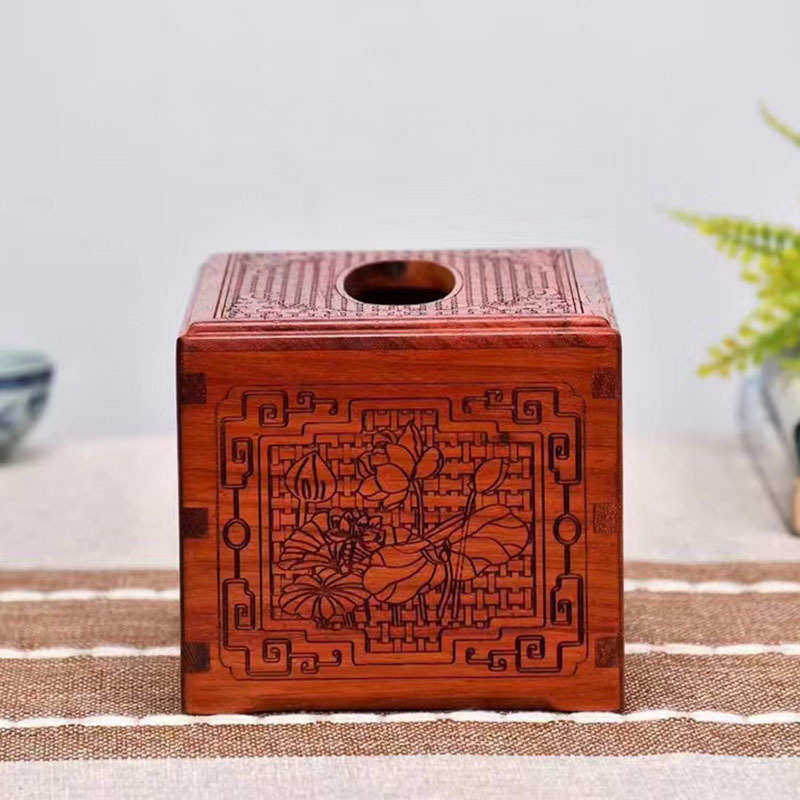 客厅复古红雕花饭桌非洲实木纸盒茶几餐纸巾盒花梨纸盒抽长方形