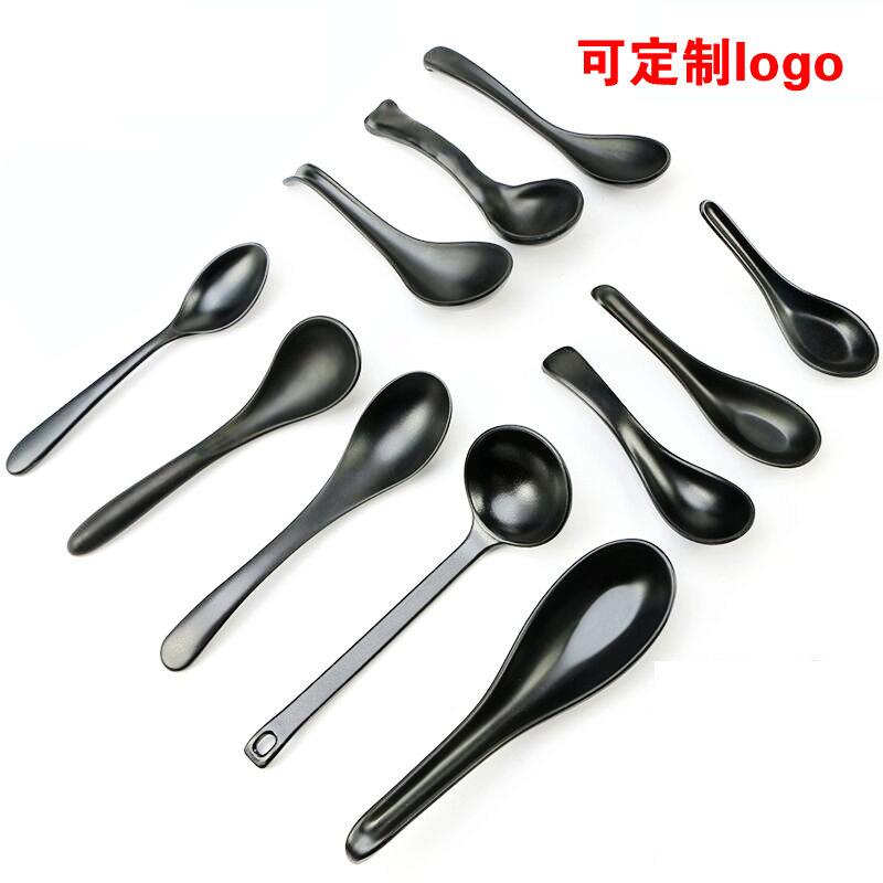 十个装汤小勺商用餐厅密胺塑料防摔勺子饭店餐厅米线长柄调羹匙羹