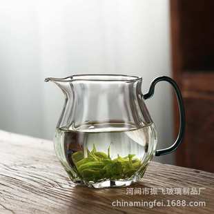 玻璃分茶器家用大容量彩把公道杯茶具套装 加厚透明玻璃公道杯日式