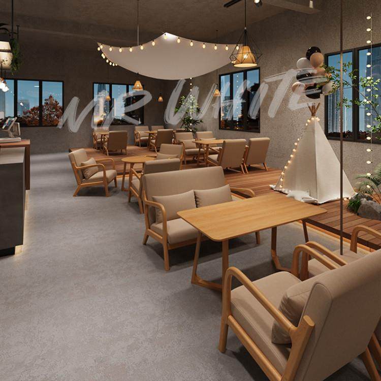 咖啡店实木桌椅组合甜品休闲躺椅奶茶店设计师商用洽谈沙发
