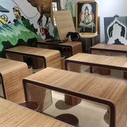 新中式国学桌培训班课桌椅幼儿园彷古书法桌子学生书画 画毛笔练