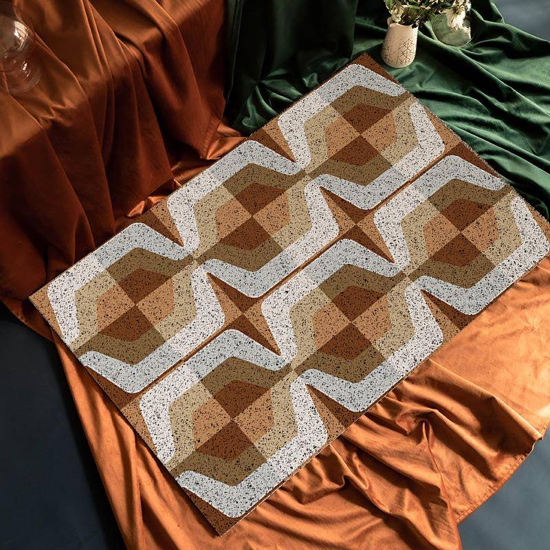 欧式几何地板拼接色块轻奢地垫家用门门口丝圈进门防滑温馨轻奢风