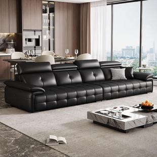 帝乐曼意式轻奢真皮沙发客厅家用劳伦斯极简黑色沙发新款政府补贴