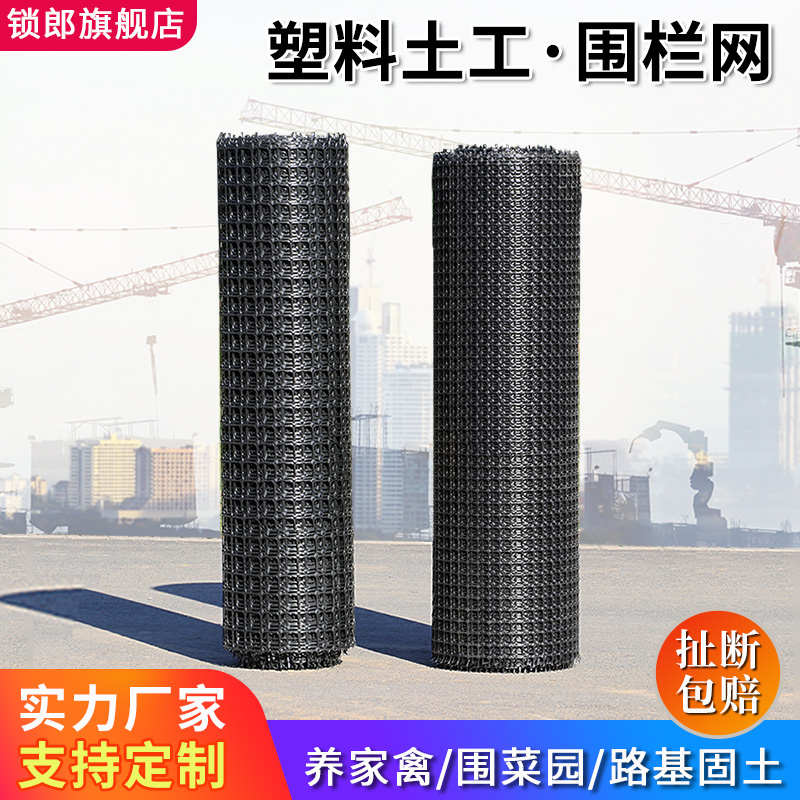 自粘式土工格栅双向塑料网玻纤公路基护坡用塑钢养殖围栏防护网格