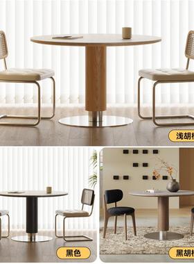 简约木风德利小洞石岩板小圆桌原丰57433餐桌家用户型圆形设计师