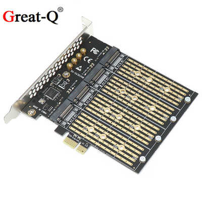 厂家直销PCI-E X1转四位 m.2 B-Key型SSD转PCIE NGFF SATA 扩展卡