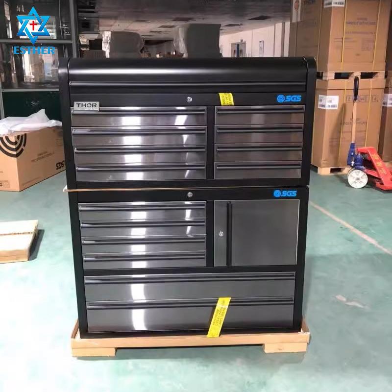 供应美式41英寸家用车库黑不锈钢推车赛车工作站多功能汽修工具柜