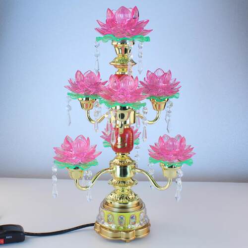 高档ed九七针七彩旋转彷水L晶针花莲佛灯佛寺长灯观音前灯插件
