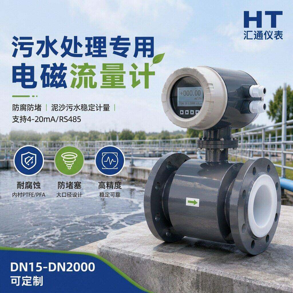 污水处理电磁流量计废水泥浆工业废水防腐防堵污水管道流量计