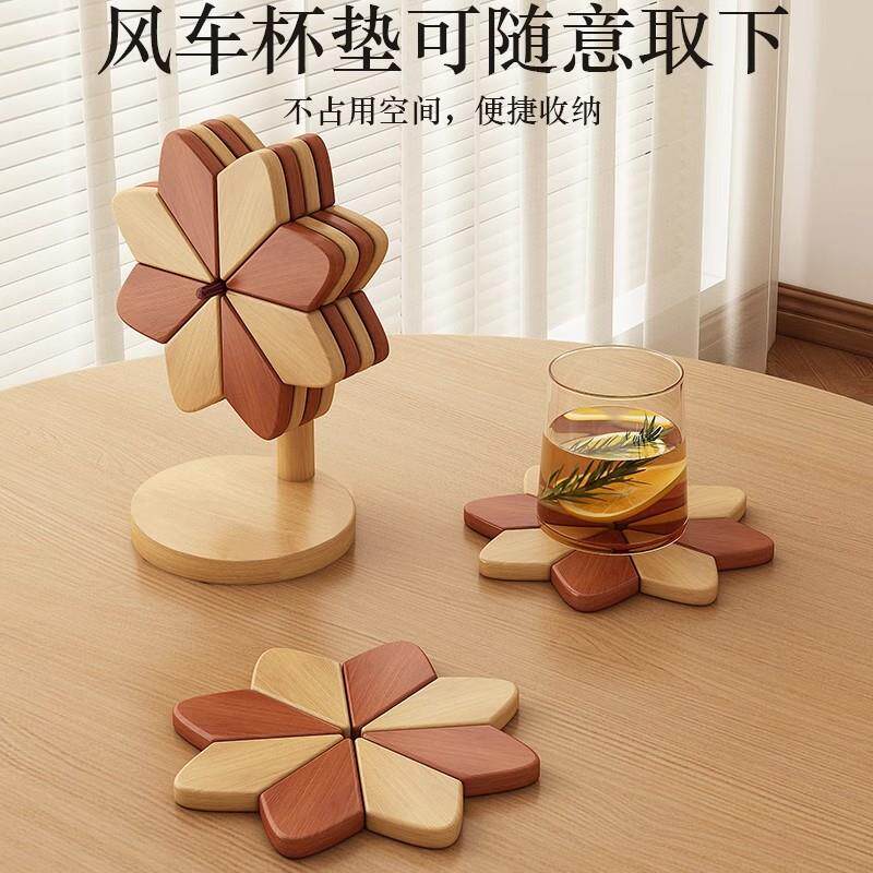 木桌风车隔热垫2025新款餐桌耐高温桌垫加厚中式家用碗砂锅杯垫子