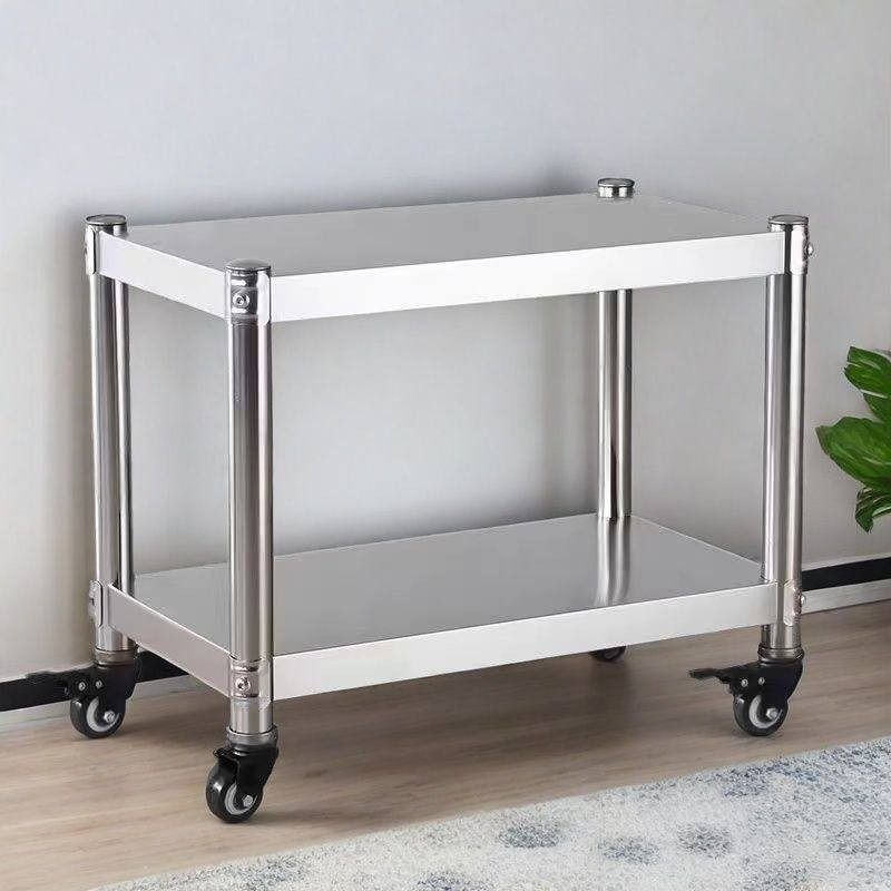 不锈钢带轮架子二层移动橱柜架灶台架可推拉餐边柜桌架家用小推车,厨房/烹饪用具,微波炉置物架,淘宝优惠券,粉丝福利购,淘宝优惠卷