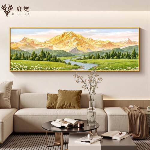 金山画靠山图沙发背景墙装饰画现代简约客厅挂画高级感山水风景画