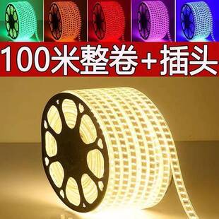 led灯带100米一卷家装客厅户外彩色跑马灯工程款暖光三色变光灯带
