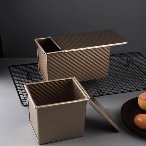 450克波纹吐司盒带盖不粘铝合金土司模 碳钢面包烘焙模具厂家