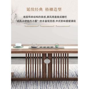 纯实木屏风茶桌禅意茶室家用办公室轻奢家具罗汉床长凳茶椅 新中式