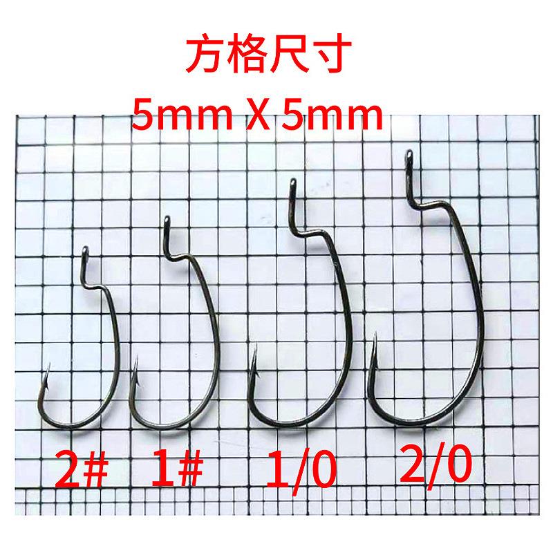 新款直销900-CD宽腹曲柄钩路亚钓鱼黑鱼钩软虫钩软饵钩窄腹100枚