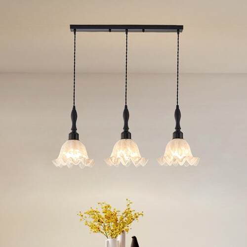 美式田主卧室吊灯兰奶油风温馨浪漫铃花灯具朵中古复古客厅园灯餐