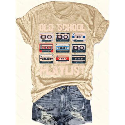 Z 61537 Fun vintage playlist T-shirt 趣味复古曲目T恤