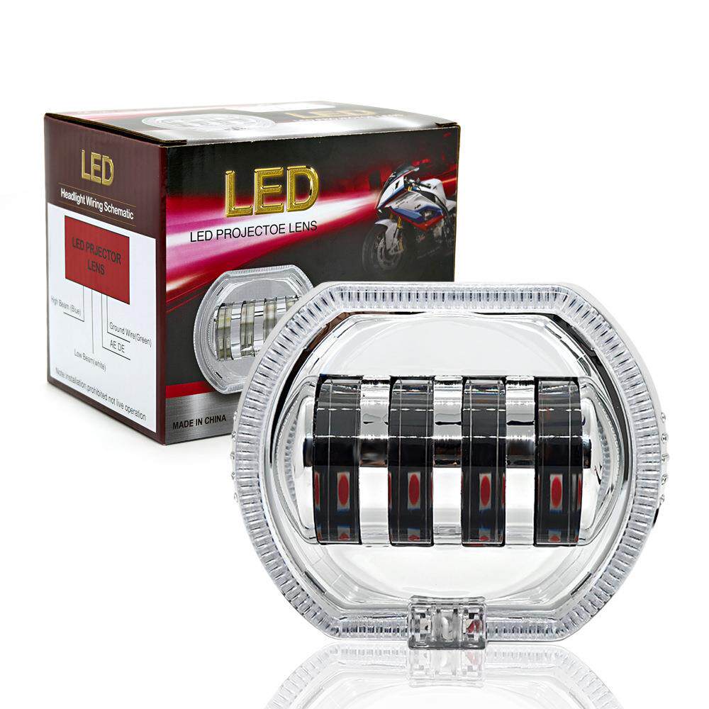 跨境摩托车led射灯4珠内置透镜大灯天使眼恶魔眼前照灯电动车改装
