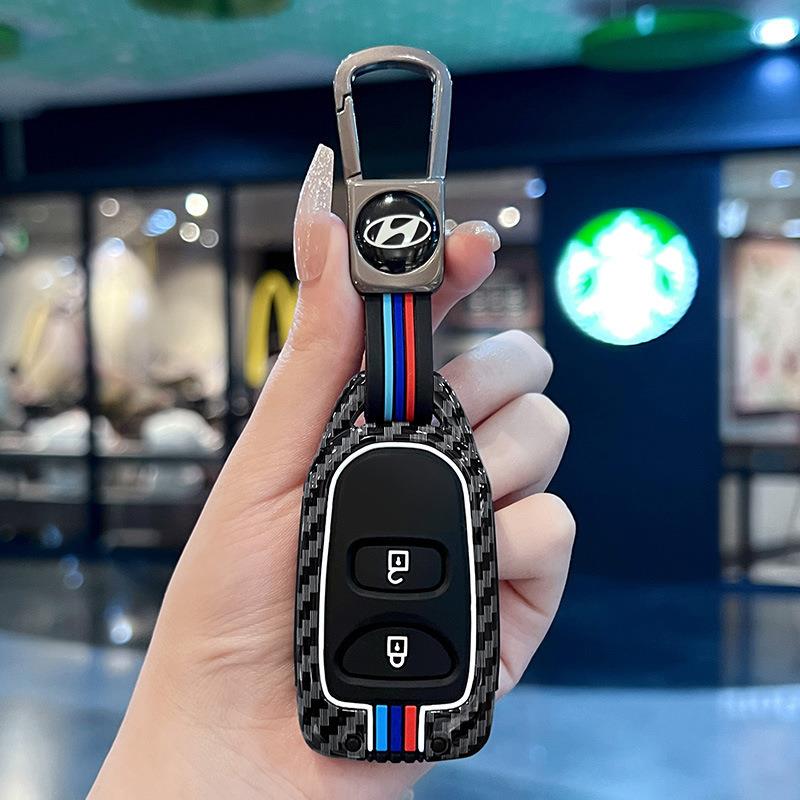 适用于起亚现代04老款伊兰特钥匙套途胜胜达圣达菲锐动包金属壳扣图片