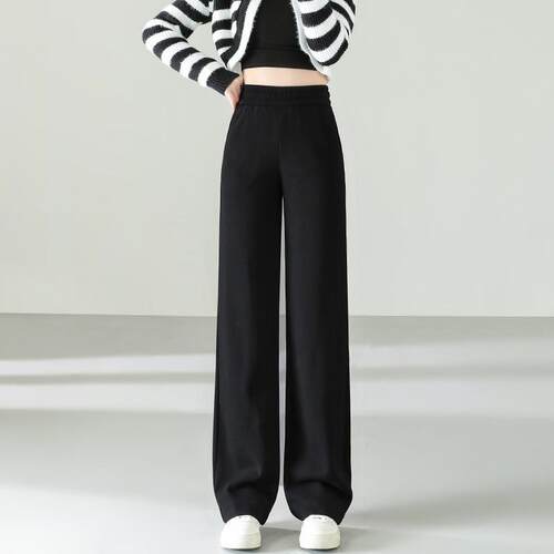 Long and tall imitation cashmere wide leg pants for women,