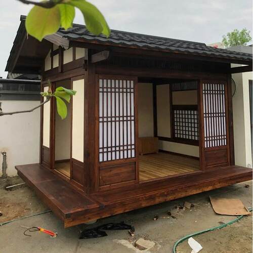 网红小木屋户外防腐木别墅日式亭茶室中式农村小院民宿庭院小房子