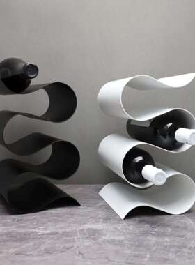 现代简约S形金属红酒架 样板间酒柜书房客厅餐厅桌面装饰摆件