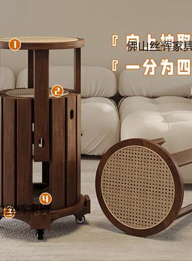 实木凳家用意可叠放备用餐桌SSZ板组凳创圆子凳中古风藤编叠叠乐