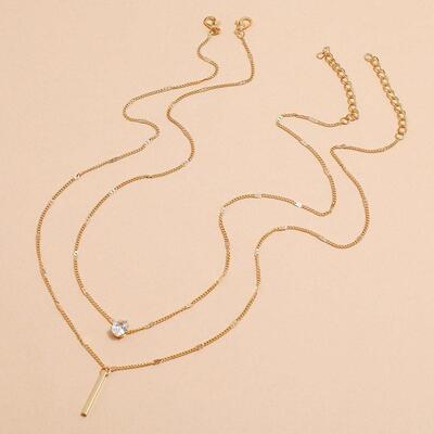 Small diamond long fringe pendant necklace two-piece set项炼