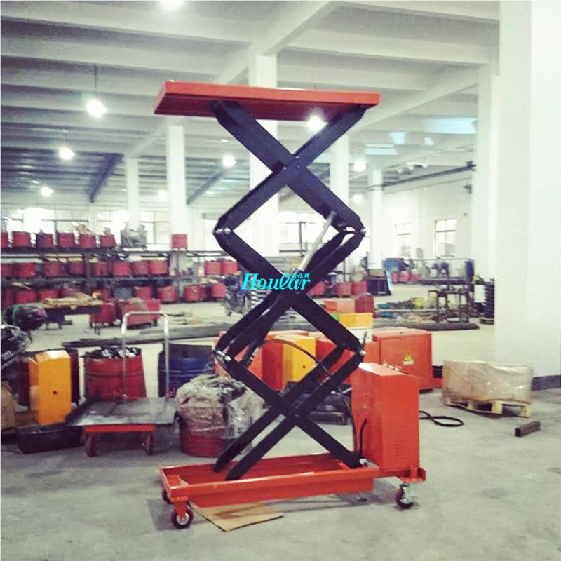 自DPS500-2电动平台车500kg2米升降平车半动液压剪叉升台降手推车